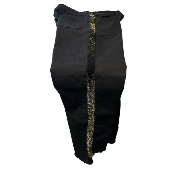 Frame Denim Le High Straight Jeans Black With Gold Side Stripes Size 30 - Picture 7 of 10